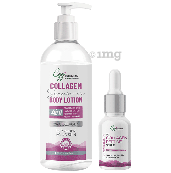 CGG Cosmetics Combo Pack of 2% Collagen Body Lotion (200ml) & 1%  Collagen Serum (10ml)