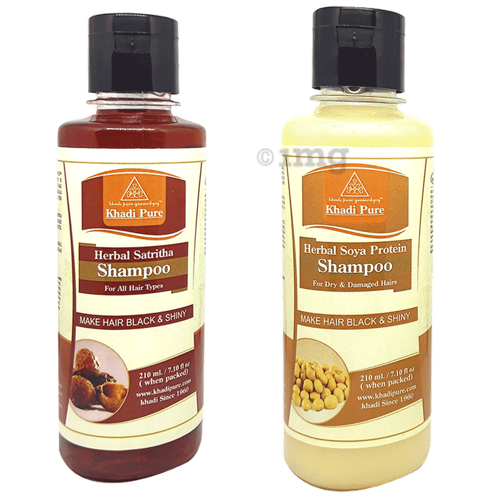 Khadi Pure Combo Pack of Herbal Satritha Shampoo & Herbal Soya Protein (210ml Each)