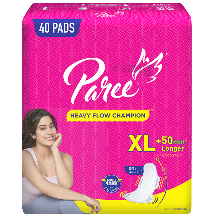 Paree Heavy Flow Champion Soft & Rash Free Sanitary Pads (40 Each) XL