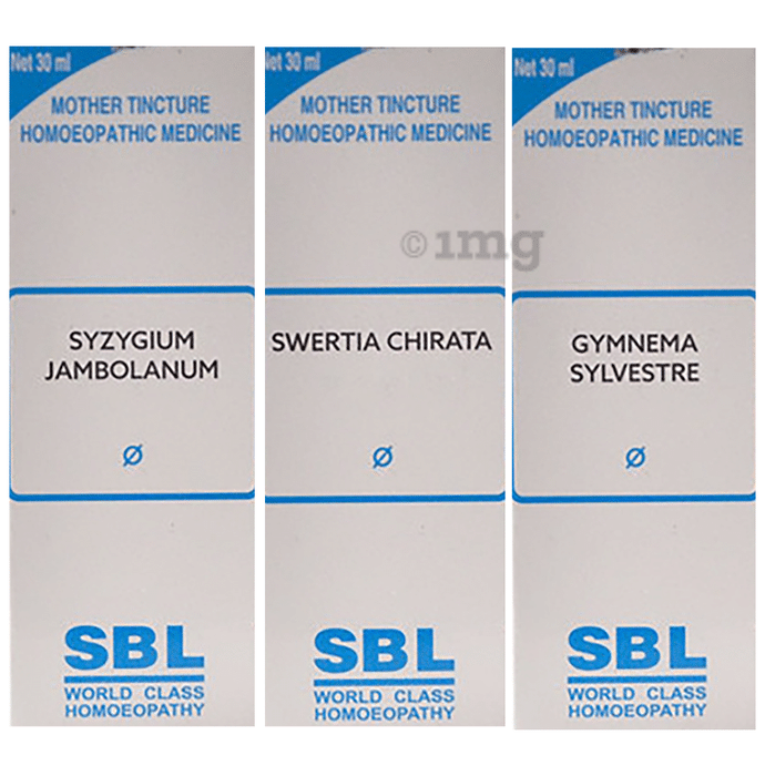 Combo Pack of SBL Syzygium Jambolanum Mother Tincture Q, SBL Gymnema Sylvestre Mother Tincture Q & SBL Swertia Chirata Mother Tincture Q (30ml Each)