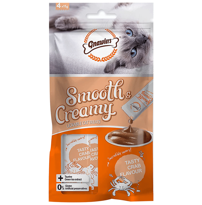 Gnawlers Smooth & Creamy Lickable Cat Treat (4Each) Tasty Crab