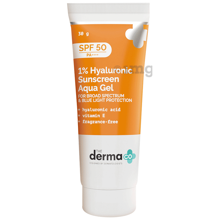 The Derma Co 1% Hyaluronic Sunscreen Aqua Gel with Vitamin E | Fragrance-Free SPF 50 PA++++