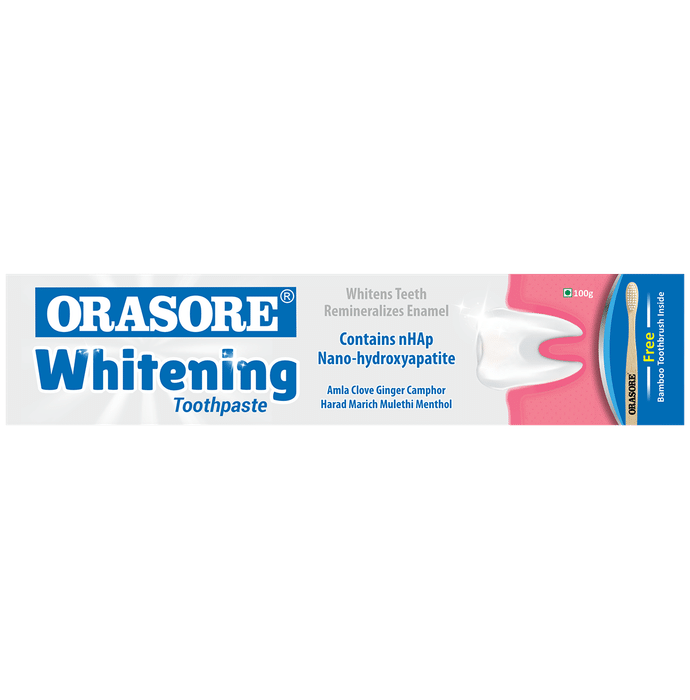 Orasore Whitening Toothpaste (100gm) with Bamboo Toothbrush Free Inside