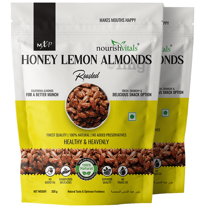 NourishVitals Honey Lemon Rosted Almonds Dry Fruits (200gm Each)