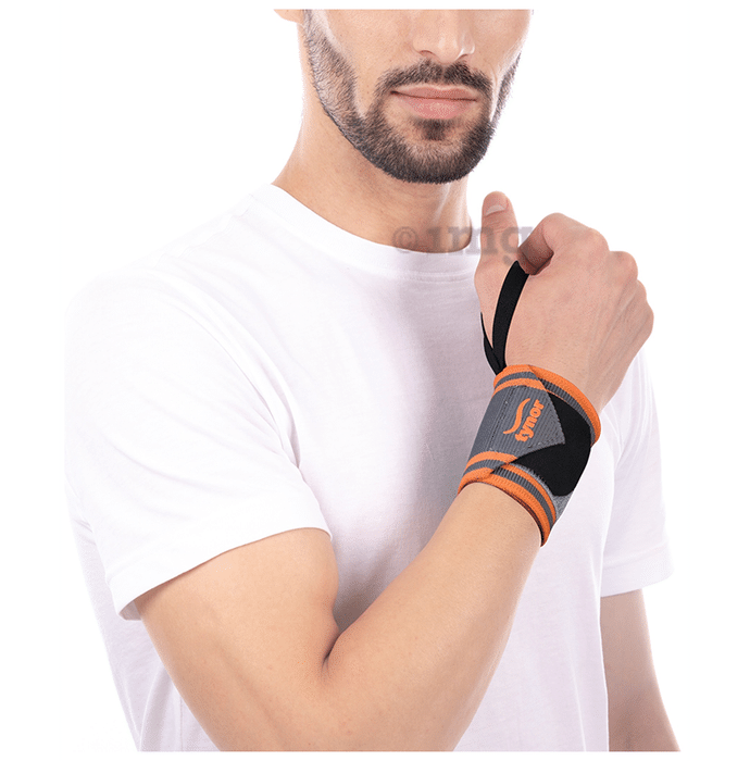 Tynor Wrist Wrap with Thumb Loop Universal Orange & Black