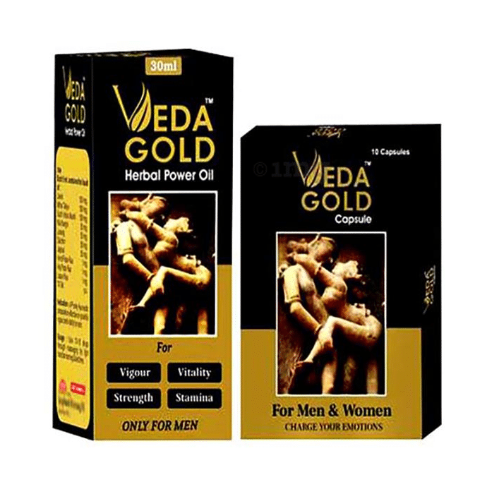 Veda Gold Combo Pack of Herbal Power Oil 30ml & Capsule (10 Each)