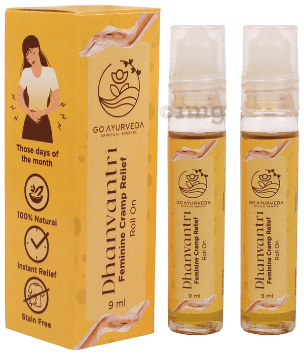Go Ayurveda Dhanvantri Feminine Cramp Relief Roll On Oil (9ml Each)