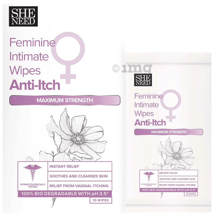 SheNeed Anti-Itch Feminine Intimate Wipe (10 Each) Box