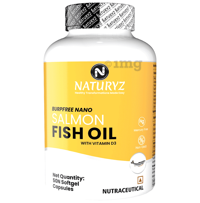 Naturyz Burpfree Nano Salmon Fish Oil with Vitamin D3 Softgel Capsule