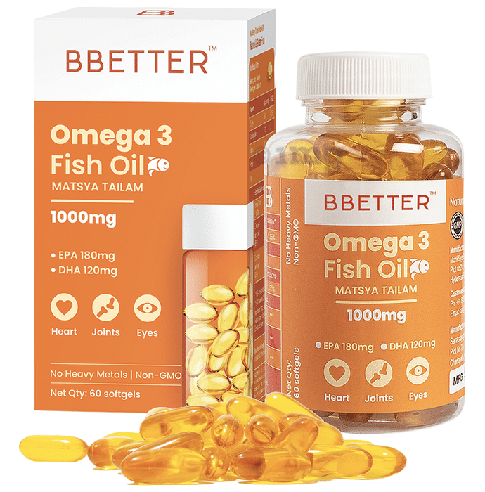 BBetter Omega 3 Fish Oil 1000mg Softgel | For Heart, Joint & Eye Health