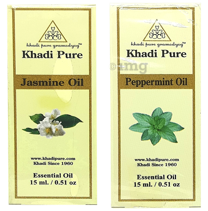 Khadi Pure Combo Pack of Jasmine Oil & Peppermint Oil (15ml Each)