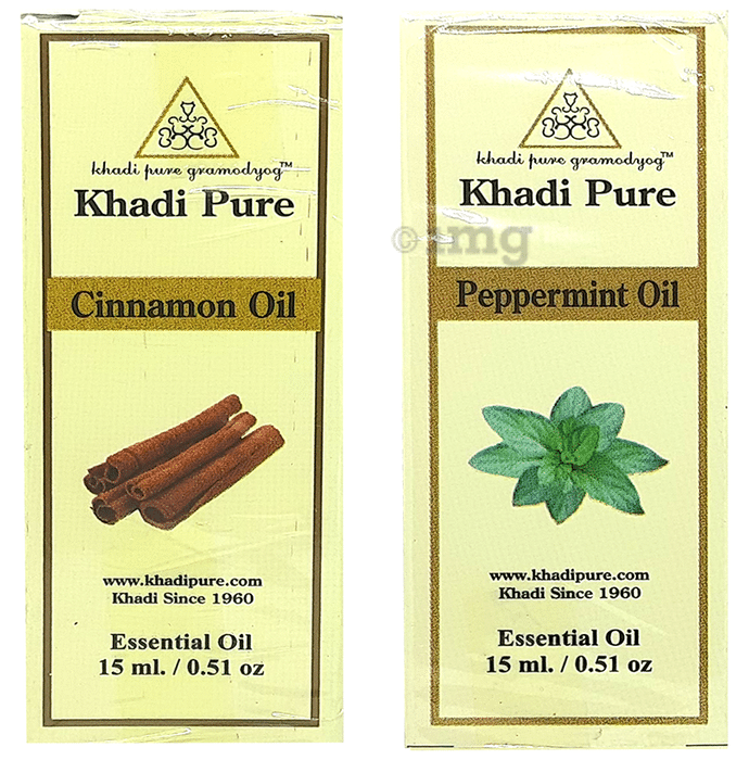 Khadi Pure Combo Pack of Cinnamon Oil & Peppermint Oil (15ml Each)