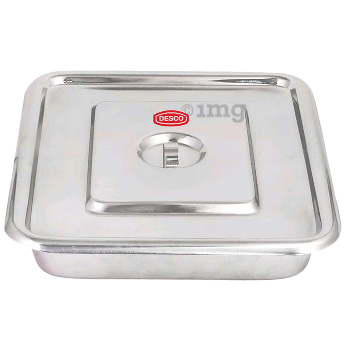 DESCO Instrument Tray With Cover Stainless Steel 202 Grade 18x12x2 inch
