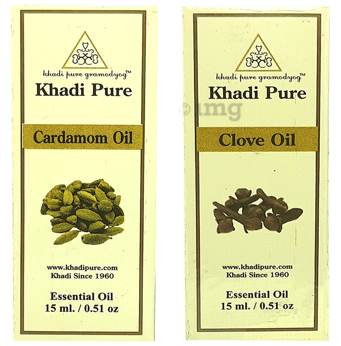 Khadi Pure Combo Pack of Cardamom Oil & Clove Oil (15ml Each)