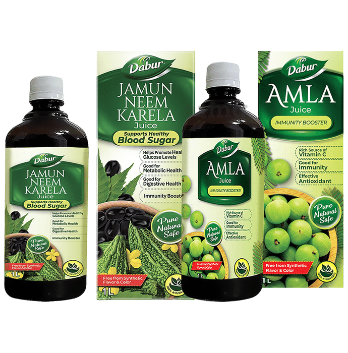 Dabur Combo Pack of Amla Juice & Jamun Neem Karela Juice (1ltr Each)