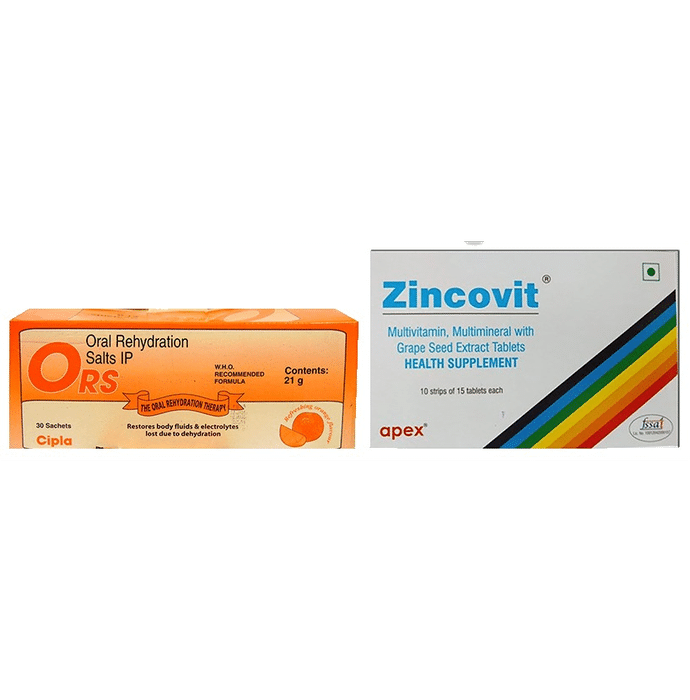 Combo Pack of Prolyte ORS Powder Refreshing Orange 21gm & Zincovit ...