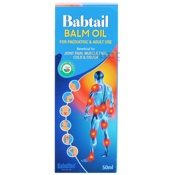 Babuline Babtail Balm Oil for Body, Back, Knee, Legs, Shoulder and Muscle | Relief from Cold, Cough, Headache, Blocked Nose (50ml Each)