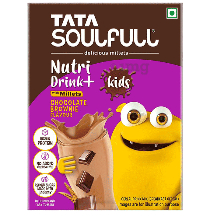 Tata Soulfull Nutri Drink+ with Millets for Kids, Breakfast Cereal Mix Chocolate Brownie