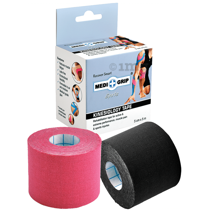 Medigrip Sports Kinesiology Tape 5cm x 5m Black & Pink