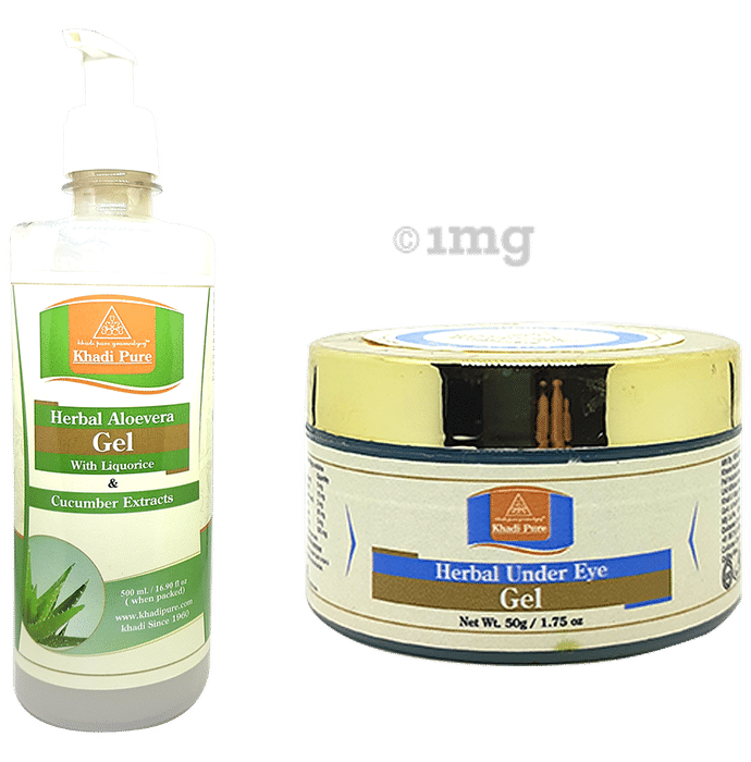Khadi Pure Combo Pack of Herbal Aloevera Gel (500ml) & Herbal Under Eye Gel (50gm)