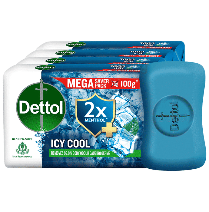 Dettol Icy Cool with 2x Menthol Mega Saver Pack of Bathing Soap Bar (100gm Each)