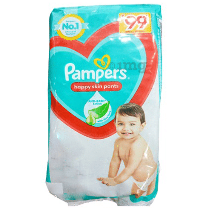 Pampers Happy Skin Pants With Anti Rash Lotion Diaper Large with Aloevera