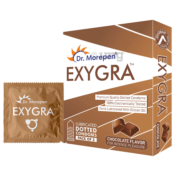Dr Morepen Exygra Dotted Condom (3 Each) Chocolate