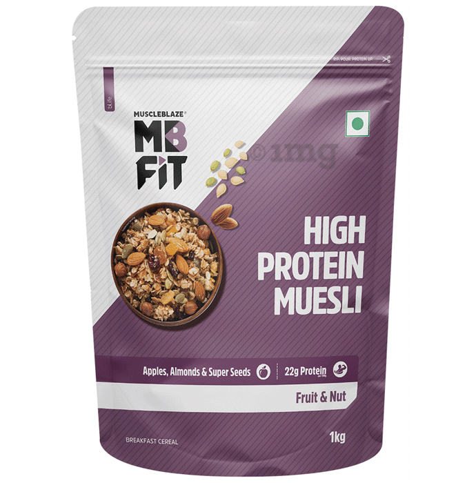 MuscleBlaze Fit High Protein Muesli 22 g Protein | Flavour Fruits & Nut