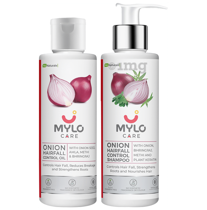 Mylo Combo Pack of Onion Hair Fall Control  Oil and Onion Hairfall Control  Shampoo (200ml Each)