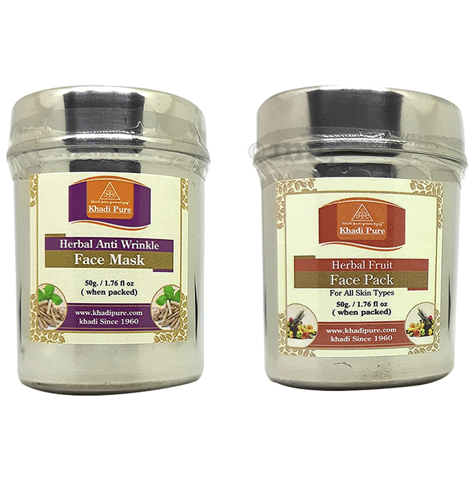 Khadi Pure Combo Pack of Herbal Anti Wrinkle Face Mask & Herbal Fruit Face Pack (50gm Each)