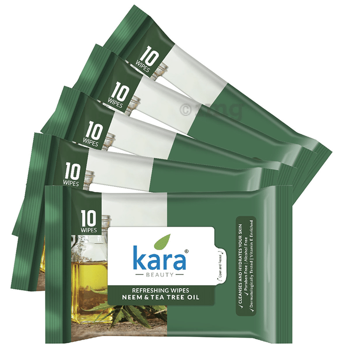 Kara Beauty Refreshing Wipes (10 Each) Neem and Tea Tree Oil