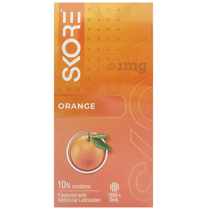 Skore Flavored Dotted & Coloured Condoms | Flavour Orange