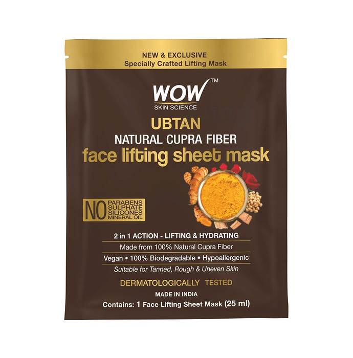 WOW Skin Science Ubtan Natural Cupra Fiber Face Lifting Sheet Mask (25ml Each)