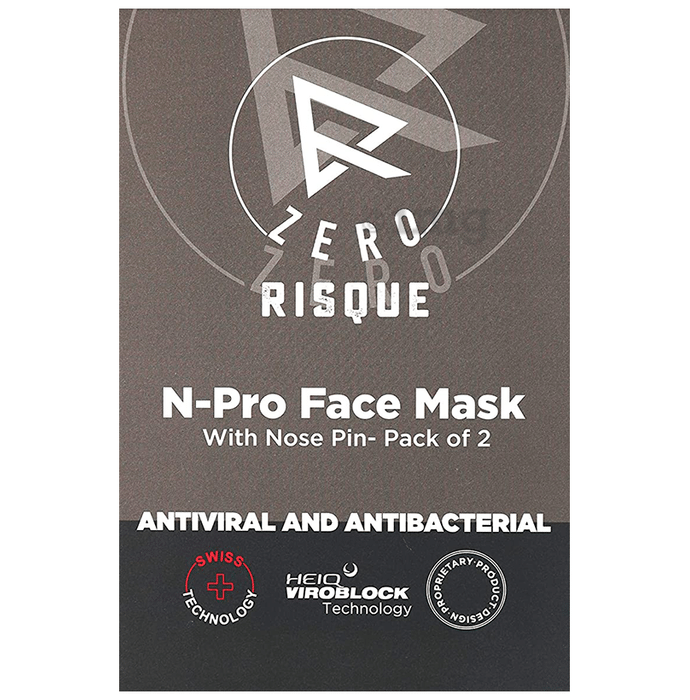 Zero Risque Antiviral and Antibacterial N-Pro Face Mask with Nose Pin