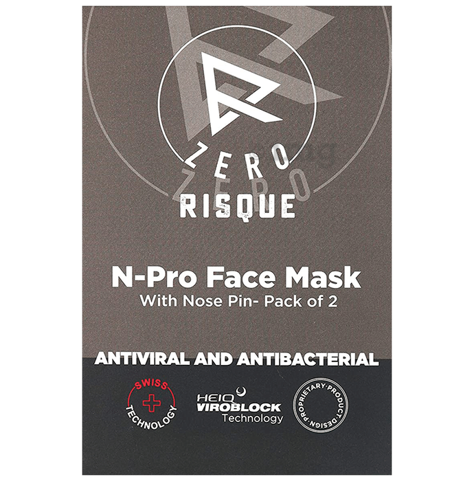 Zero Risque Antiviral and Antibacterial N-Pro Face Mask with Nose Pin