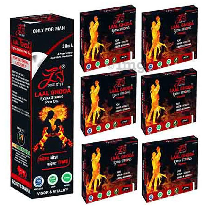 Laal Ghoda Combo Pack of Extra Strong Pro Oil 30ml & Extra Strong 60 Capsule