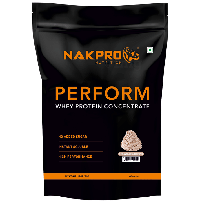 Nakpro Nutrition Perform Whey Protein Concentrate for Muscle Recovery | No Added Sugar | Flavour Chocolate Cream