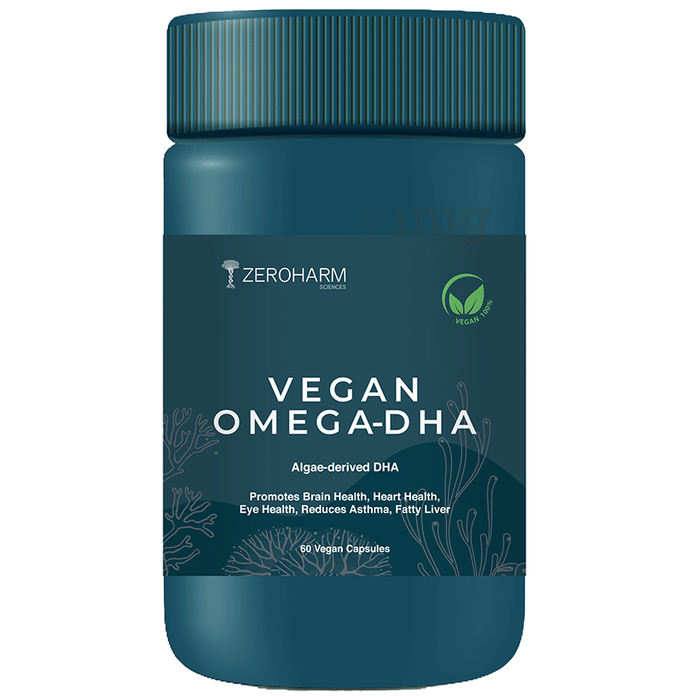 Zeroharm Sciences Vegan Omega-DHA Algae Based Vegan Capsule for Brain, Heart, Joint and Muscle Support