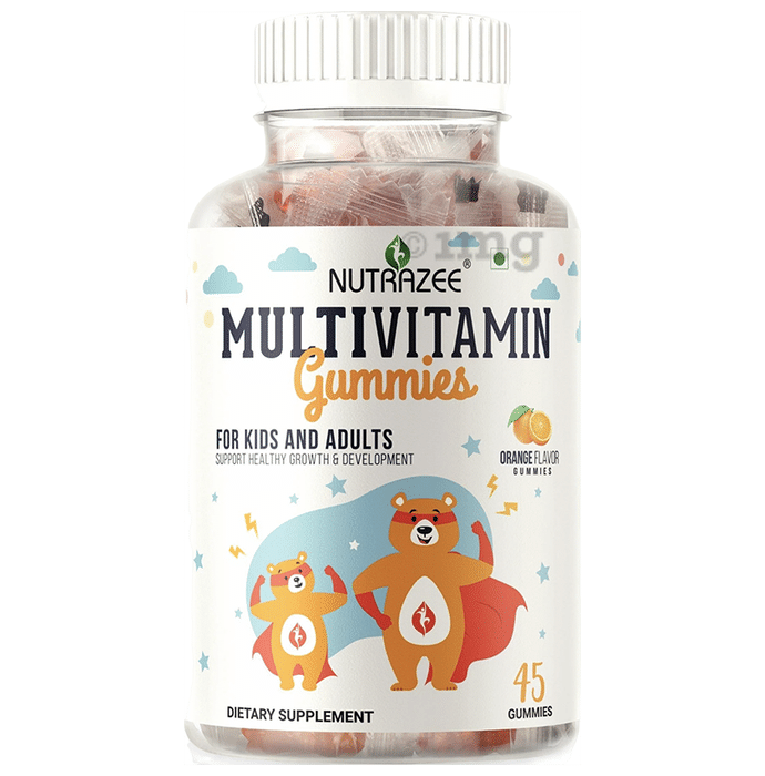 Nutrazee Multivitamin | Gummies for Kids & Adults | Supports Healthy Growth & Development | Flavour Orange