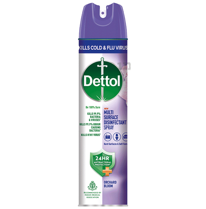Dettol Dettol Multi-Surface Disinfectant Sanitizer Spray Bottle | 24 hours Antibacterial Protection| Germ Kill on Hard and Soft Surfaces Orchard Bloom