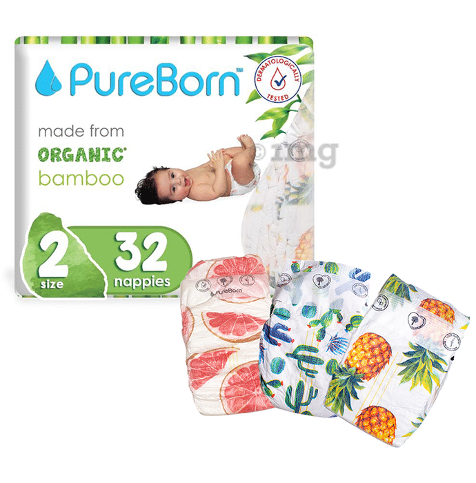 PureBorn Printed Nappies Size 2