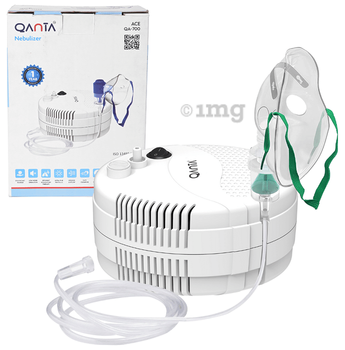 Qanta ACE Piston Compressor Nebulizer Machine with Complete Mask Kit for Adult & Child White