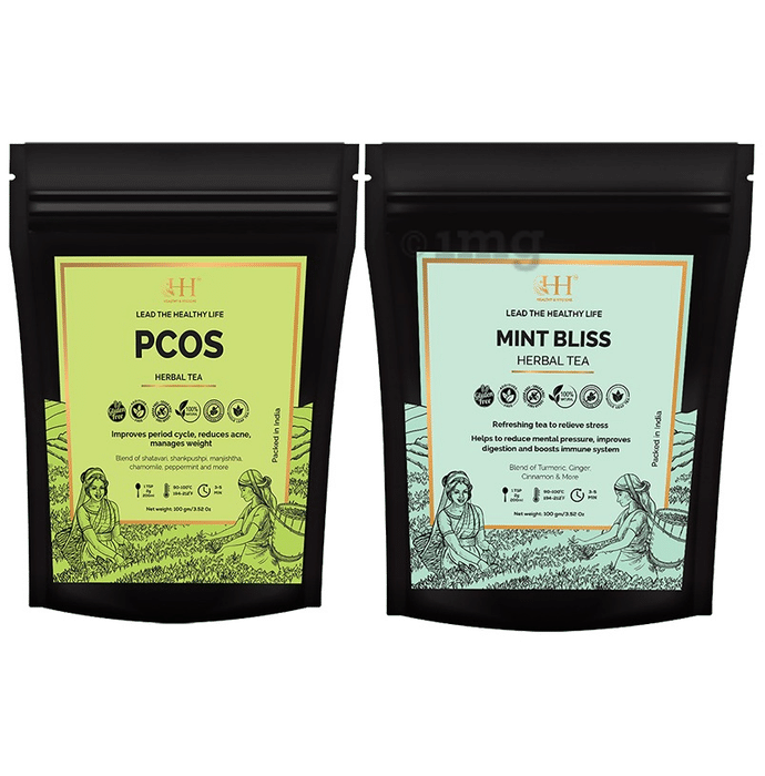 Healthy & Hygiene Combo Pack of PCOS Herbal Tea & Mint Bliss Herbal Tea (100gm Each)
