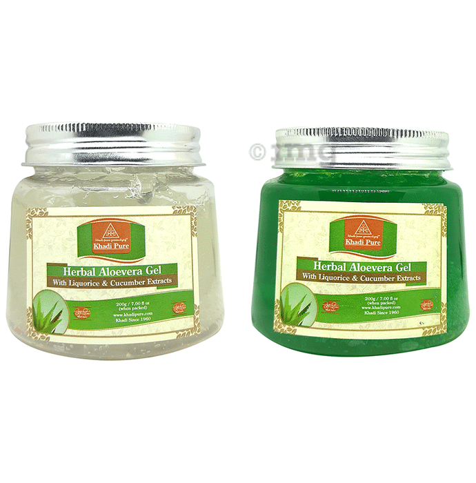 Khadi Pure Combo Pack of Herbal Aloevera Gel (Green) & Herbal Aloevera Gel (Transparent) (200gm Each)
