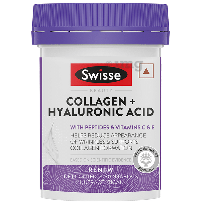 Swisse Collagen + Hyaluronic Acid | With Vitamin C & E for Anti-Wrinkle Support | Tablet