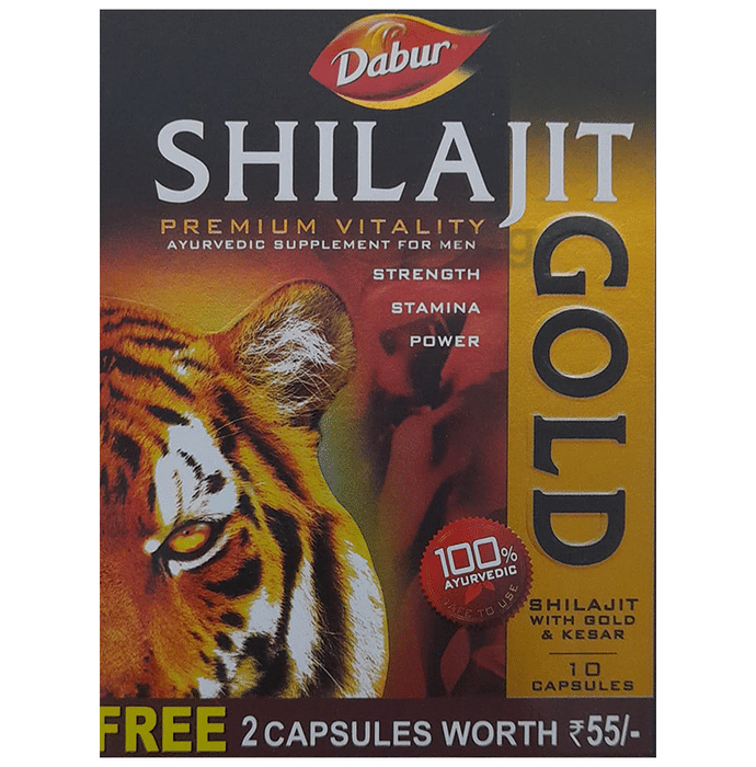 Dabur Shilajit Gold Capsule for Men | For Immunity, Strength, Stamina & Power | with 2 Capsule Free