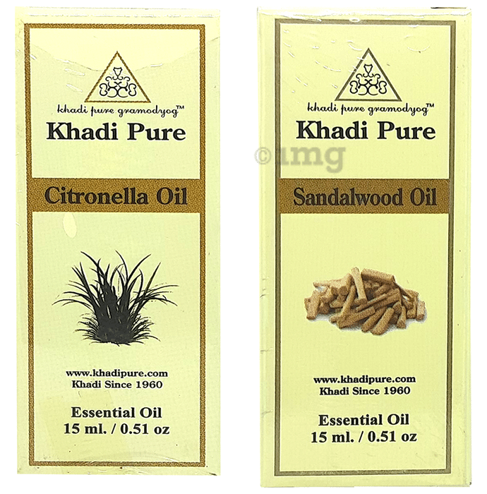 Khadi Pure Combo Pack of Citronella Oil & Sandalwood Oil (15ml Each)