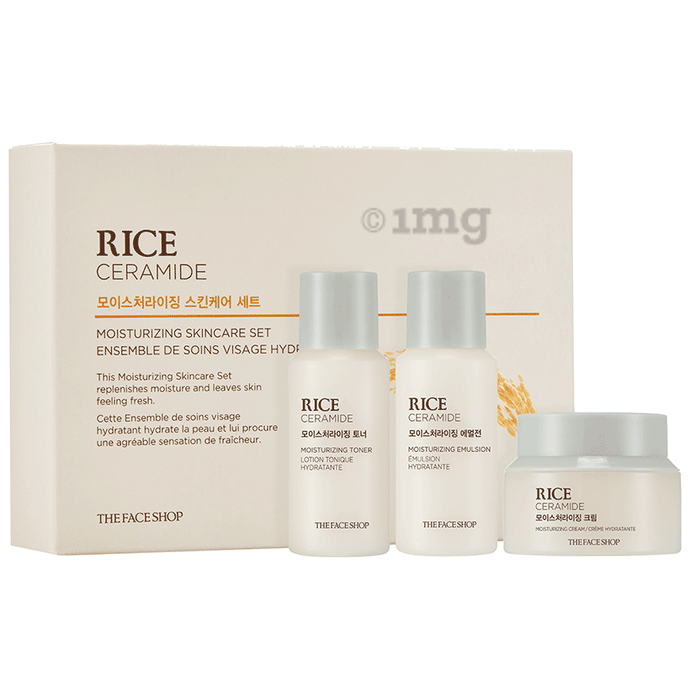 The Face Shop Rice & Ceramide Moisturizing Skincare Set, Complete Travel Friendly Skincare Routine