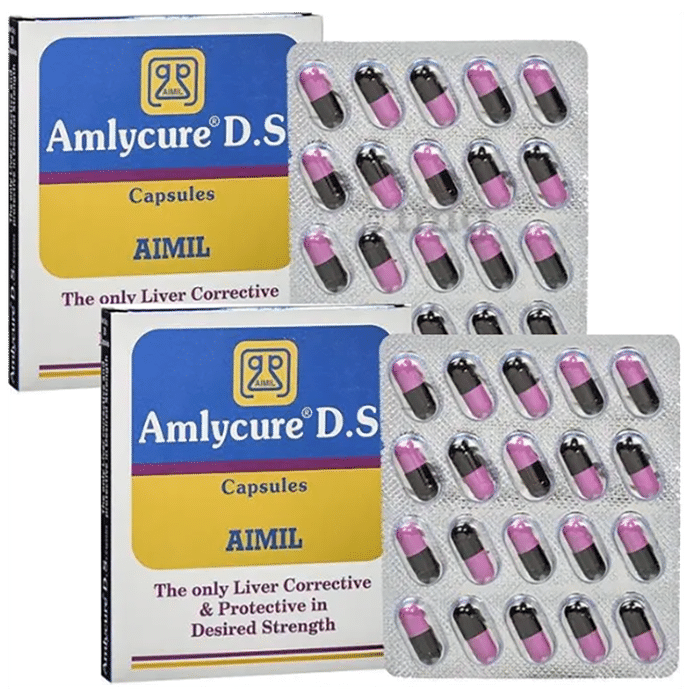 Aimil Pharmaceuticals Aimil Amlycure D.S Capsules | Liver Health Protector | Metabolism Booster | (20 Each)