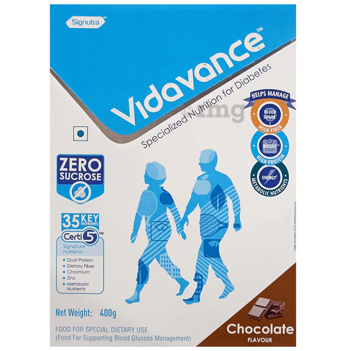Vidavance Powder for Diabetes | Supports Blood Glucose Management | Sucrose Free | Flavour Chocolate